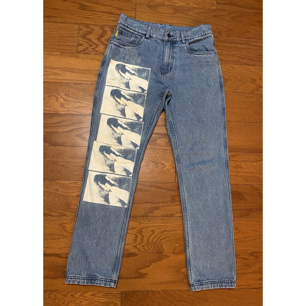 Pleasures Now Jeans printed denim Mouth Teeth Fingers Feeding Skeleton Print 30